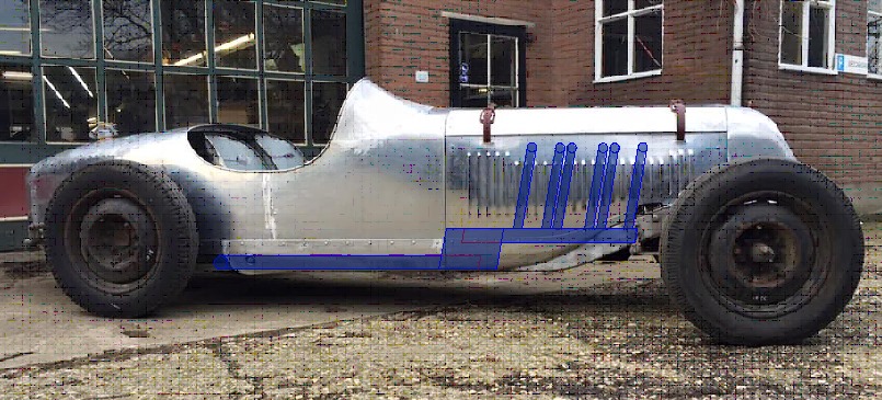 Rover 10 Special 1938; ontwerp uitlaat 1.0